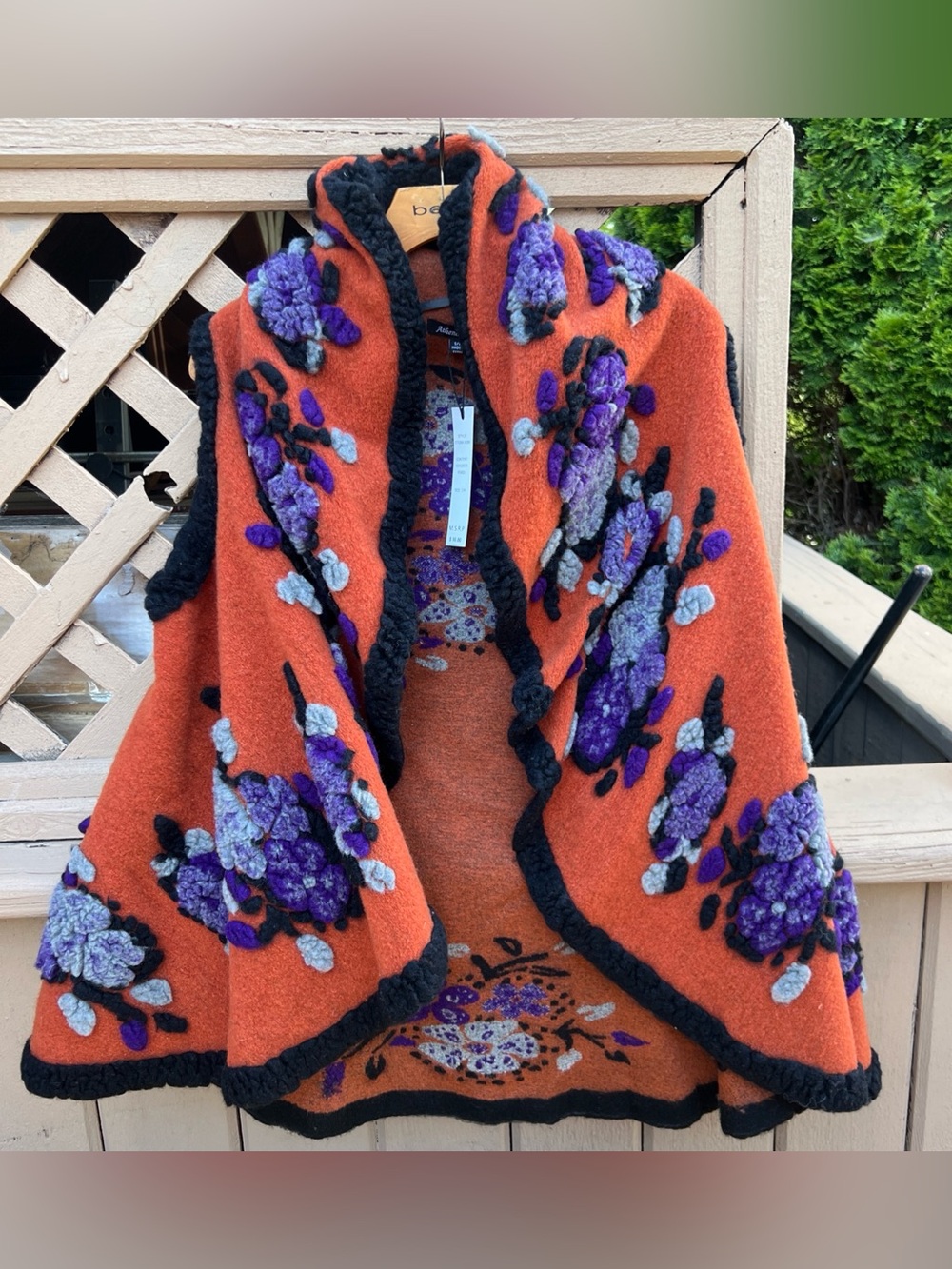 Athena Marie BOHO Felted  NWT $98 Small /Medium Sleeveless Vest Embroidered